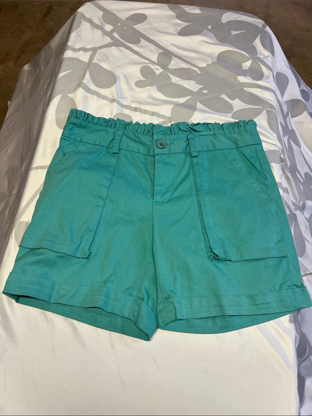 Jade Teal High-Rise Utility Shorts